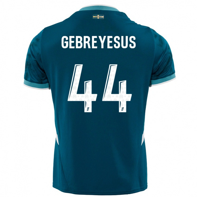 Danxen Męski Esey Gebreyesus #44 Turkusowy Niebieski Wyjazdowa Koszulka 2024/25 Koszulki Klubowe