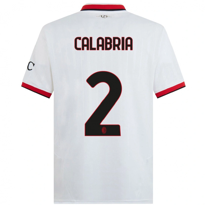 Danxen Męski Davide Calabria #2 Biały Czarny Czerwony Wyjazdowa Koszulka 2024/25 Koszulki Klubowe