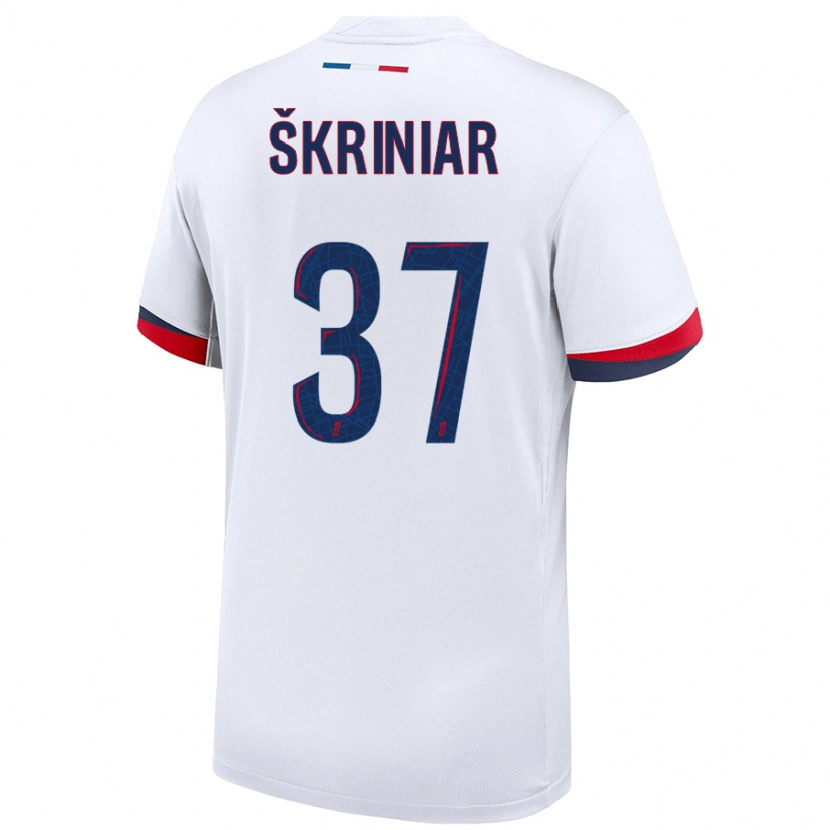 Danxen Męski Milan Skriniar #37 Biały Niebieski Czerwony Wyjazdowa Koszulka 2024/25 Koszulki Klubowe