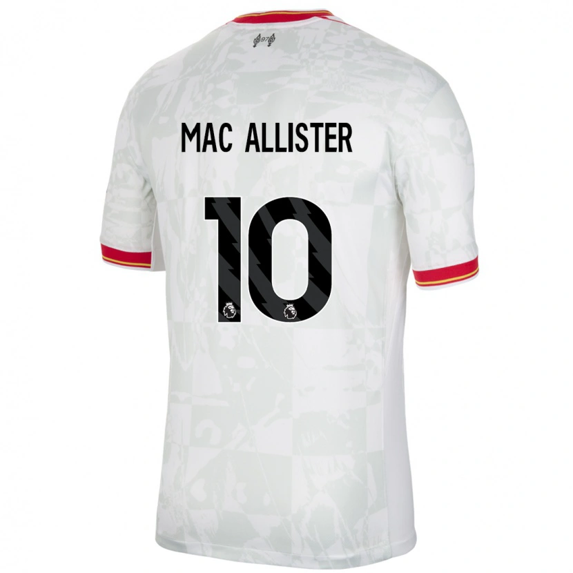 Danxen Męski Alexis Mac Allister #10 Biały Czerwony Czarny Trzeci Komplet Koszulka 2024/25 Koszulki Klubowe