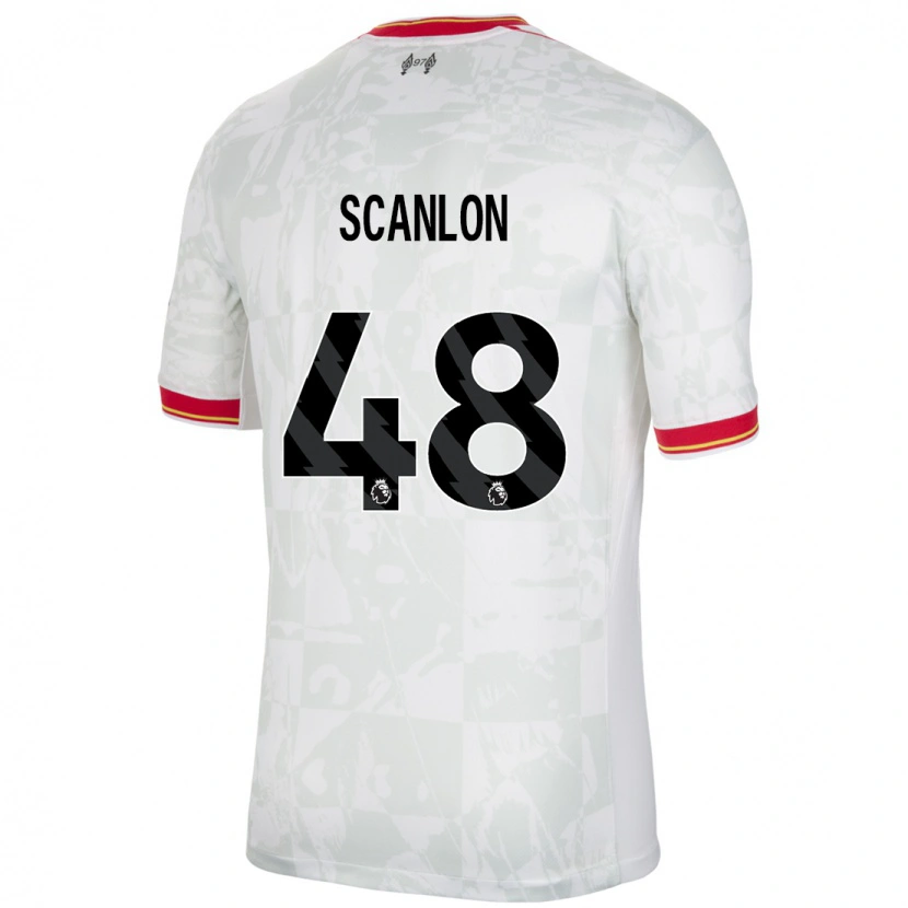 Danxen Męski Calum Scanlon #48 Biały Czerwony Czarny Trzeci Komplet Koszulka 2024/25 Koszulki Klubowe