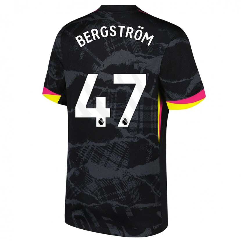 Danxen Męski Lucas Bergström #47 Czarny Różowy Trzeci Komplet Koszulka 2024/25 Koszulki Klubowe