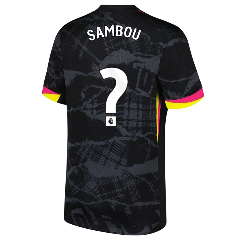 Danxen Męski Gabriel Sambou #0 Czarny Różowy Trzeci Komplet Koszulka 2024/25 Koszulki Klubowe
