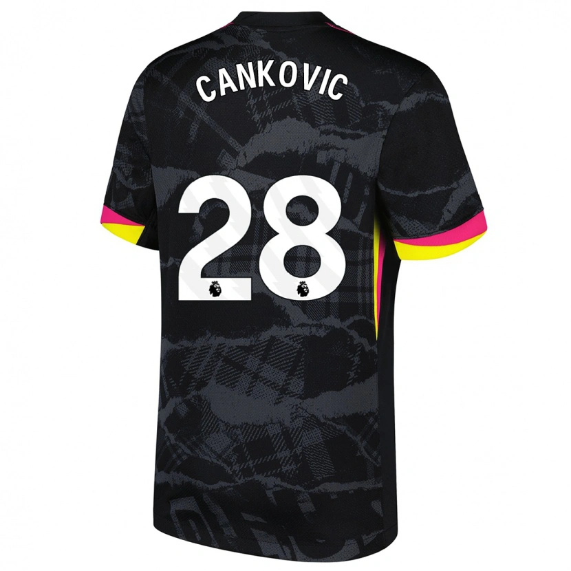 Danxen Męski Jelena Čanković #28 Czarny Różowy Trzeci Komplet Koszulka 2024/25 Koszulki Klubowe