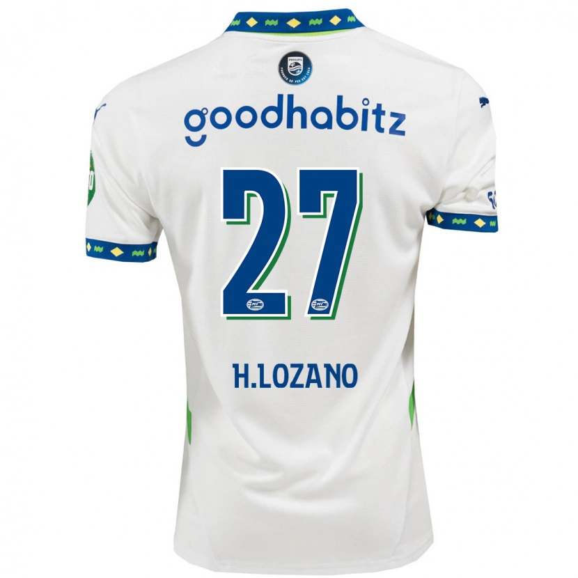 Danxen Męski Hirving Lozano #27 Biały Ciemnoniebieski Trzeci Komplet Koszulka 2024/25 Koszulki Klubowe