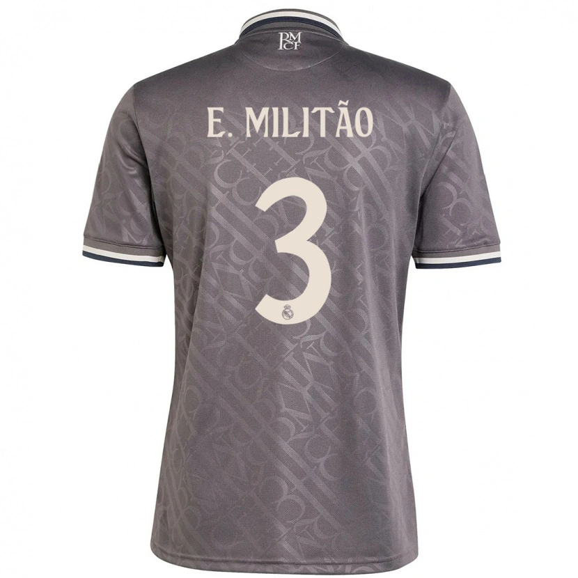 Danxen Męski Éder Militão #3 Węgiel Drzewny Trzeci Komplet Koszulka 2024/25 Koszulki Klubowe