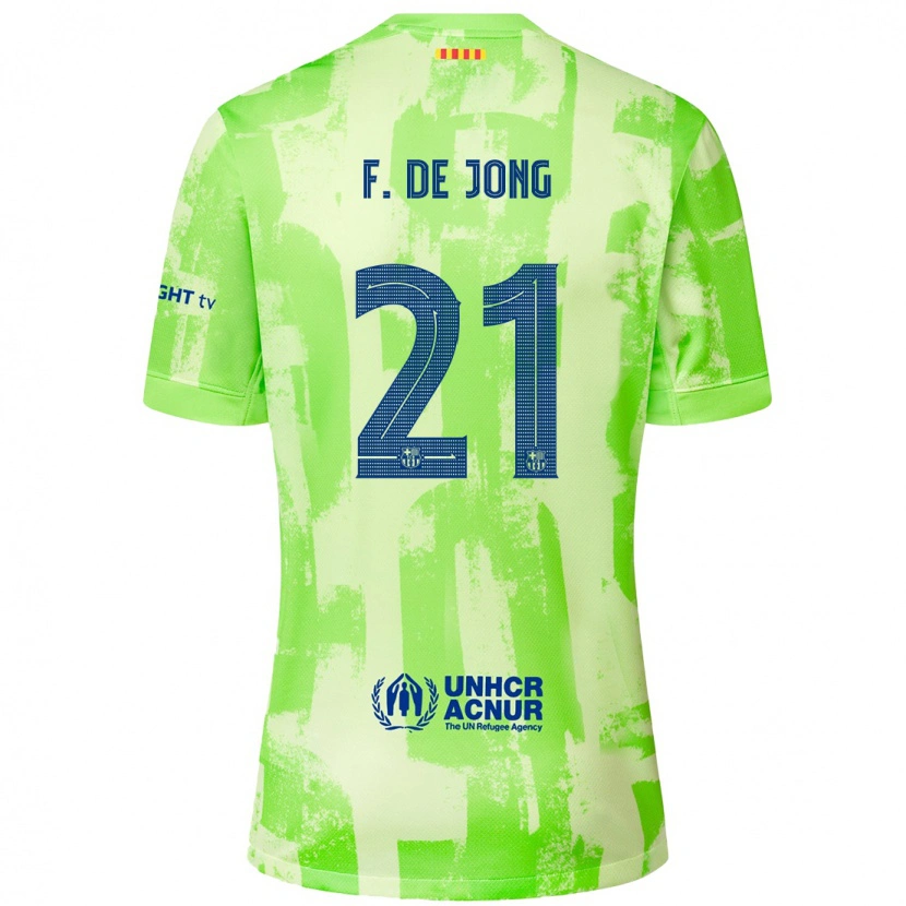 Danxen Męski Frenkie De Jong #21 Limonkowy Trzeci Komplet Koszulka 2024/25 Koszulki Klubowe