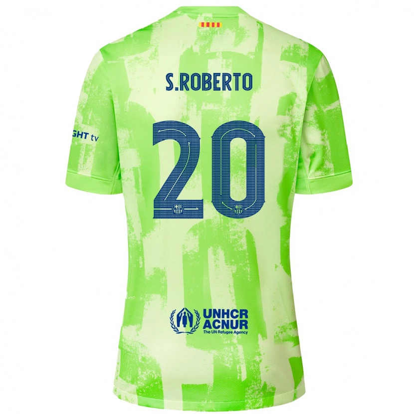 Danxen Męski Sergi Roberto #20 Limonkowy Trzeci Komplet Koszulka 2024/25 Koszulki Klubowe