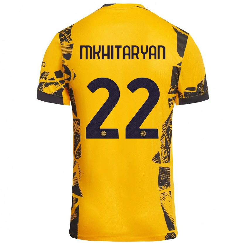 Danxen Męski Henrikh Mkhitaryan #22 Złoty Czarny Trzeci Komplet Koszulka 2024/25 Koszulki Klubowe