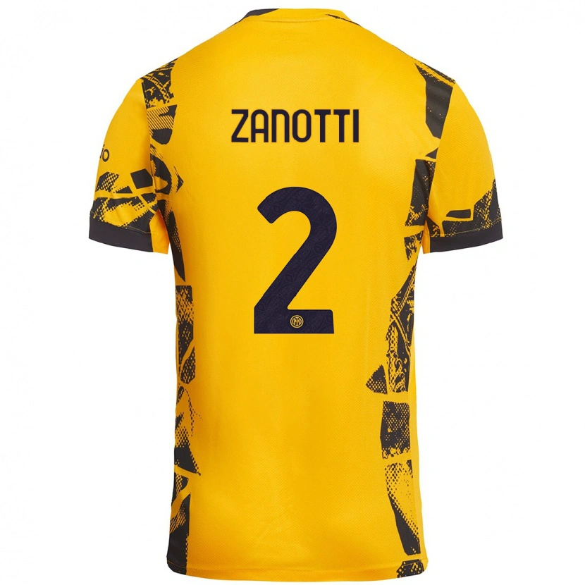 Danxen Męski Mattia Zanotti #2 Złoty Czarny Trzeci Komplet Koszulka 2024/25 Koszulki Klubowe