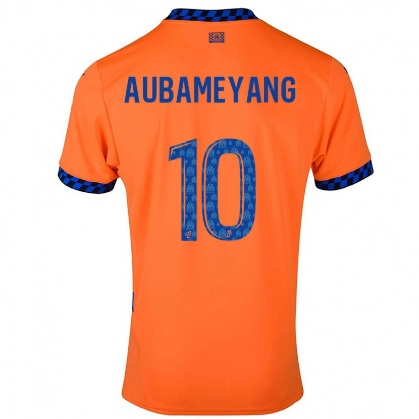 Danxen Męski Pierre-Emerick Aubameyang #10 Pomarańczowy Ciemnoniebieski Trzeci Komplet Koszulka 2024/25 Koszulki Klubowe