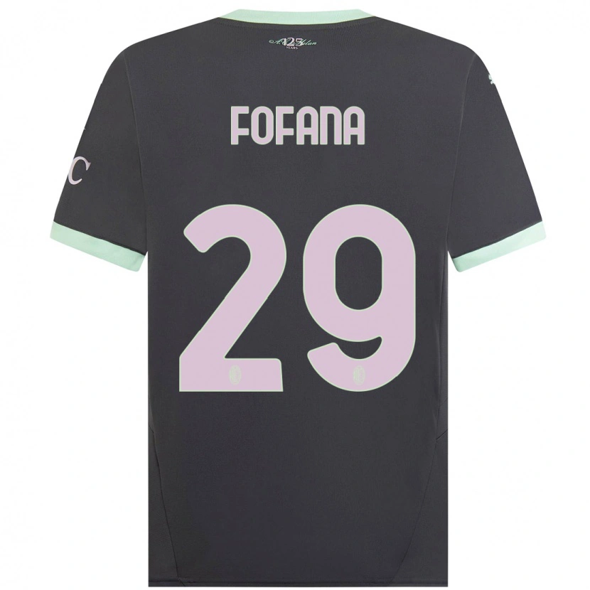 Danxen Męski Youssouf Fofana #29 Szary Trzeci Komplet Koszulka 2024/25 Koszulki Klubowe