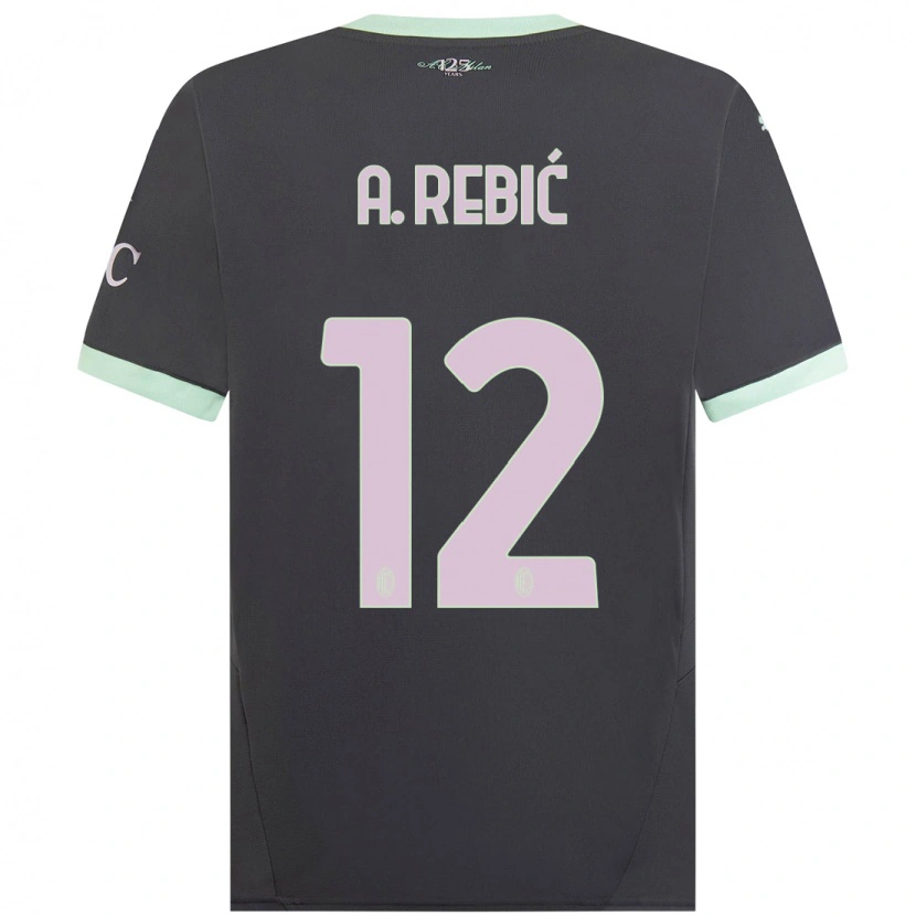 Danxen Męski Ante Rebic #12 Szary Trzeci Komplet Koszulka 2024/25 Koszulki Klubowe