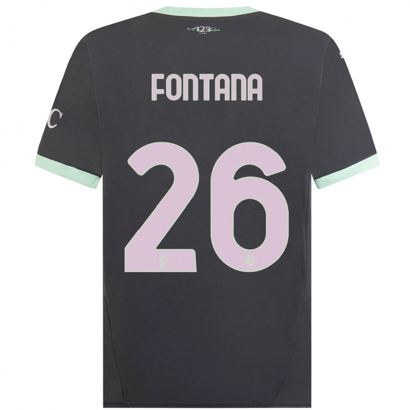 Danxen Męski Francesco Fontana #26 Szary Trzeci Komplet Koszulka 2024/25 Koszulki Klubowe