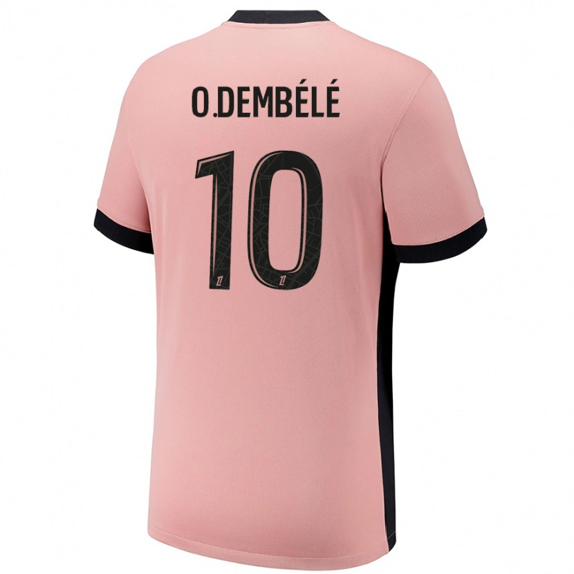 Danxen Męski Ousmane Dembélé #10 Rdzawy Róż Trzeci Komplet Koszulka 2024/25 Koszulki Klubowe
