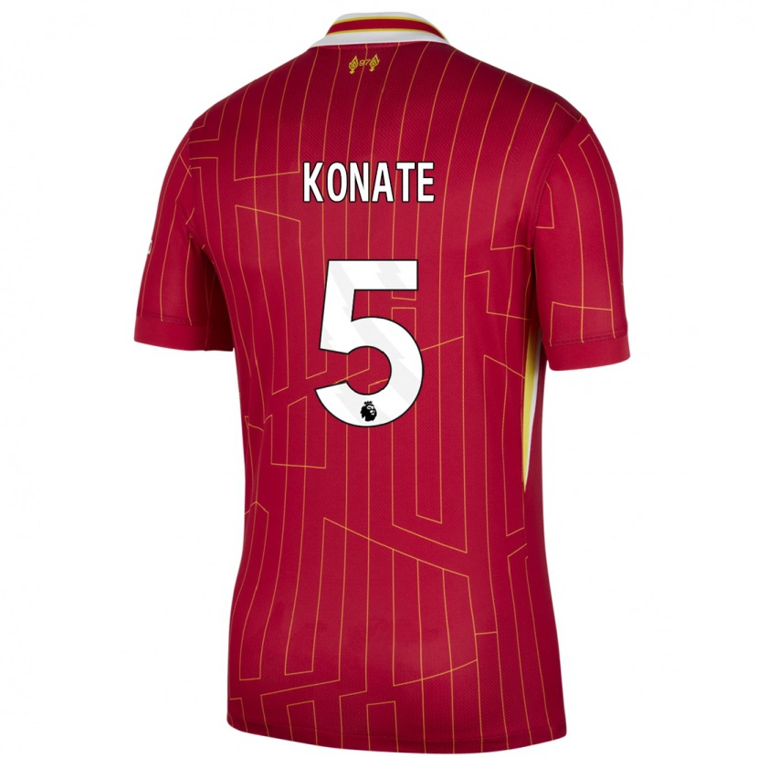 Danxen Kobiety Ibrahima Konaté #5 Czerwony Żółty Biały Domowa Koszulka 2024/25 Koszulki Klubowe