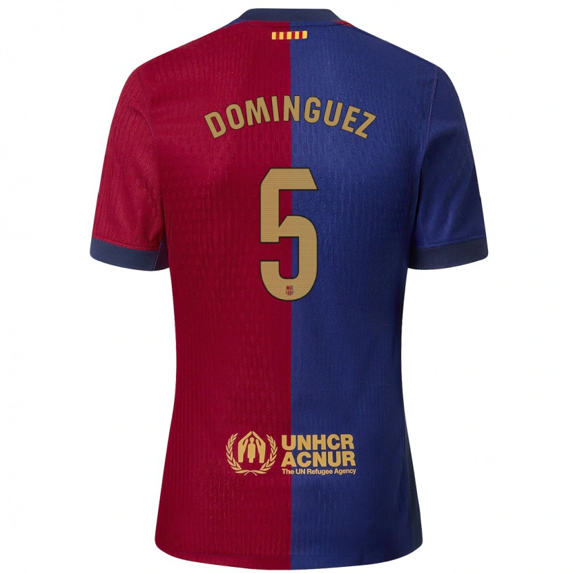 Danxen Kobiety Sergi Domínguez #5 Niebieski Czerwony Domowa Koszulka 2024/25 Koszulki Klubowe