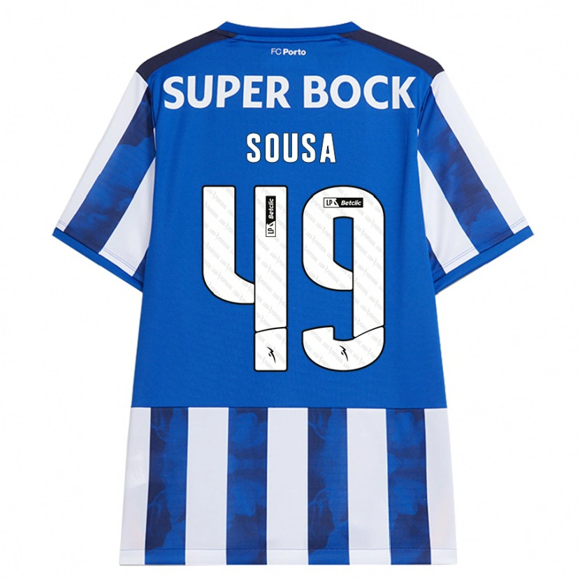 Danxen Kobiety Gonçalo Sousa #49 Niebieski Biały Domowa Koszulka 2024/25 Koszulki Klubowe