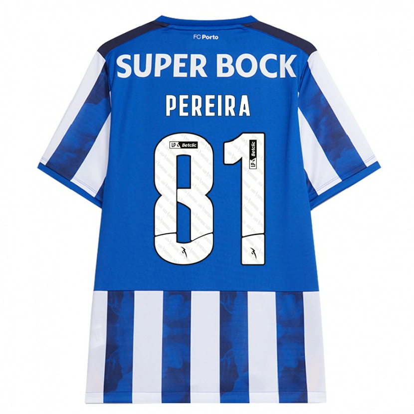 Danxen Kobiety Martim Pereira #81 Niebieski Biały Domowa Koszulka 2024/25 Koszulki Klubowe