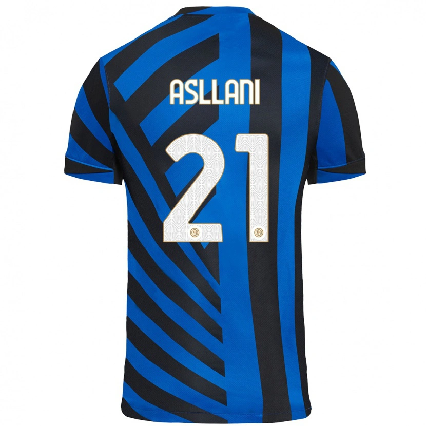 Danxen Kobiety Kristjan Asllani #21 Niebiesko-Czarny Domowa Koszulka 2024/25 Koszulki Klubowe