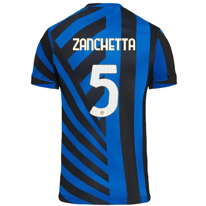 Danxen Kobiety Mattia Zanchetta #5 Niebiesko-Czarny Domowa Koszulka 2024/25 Koszulki Klubowe