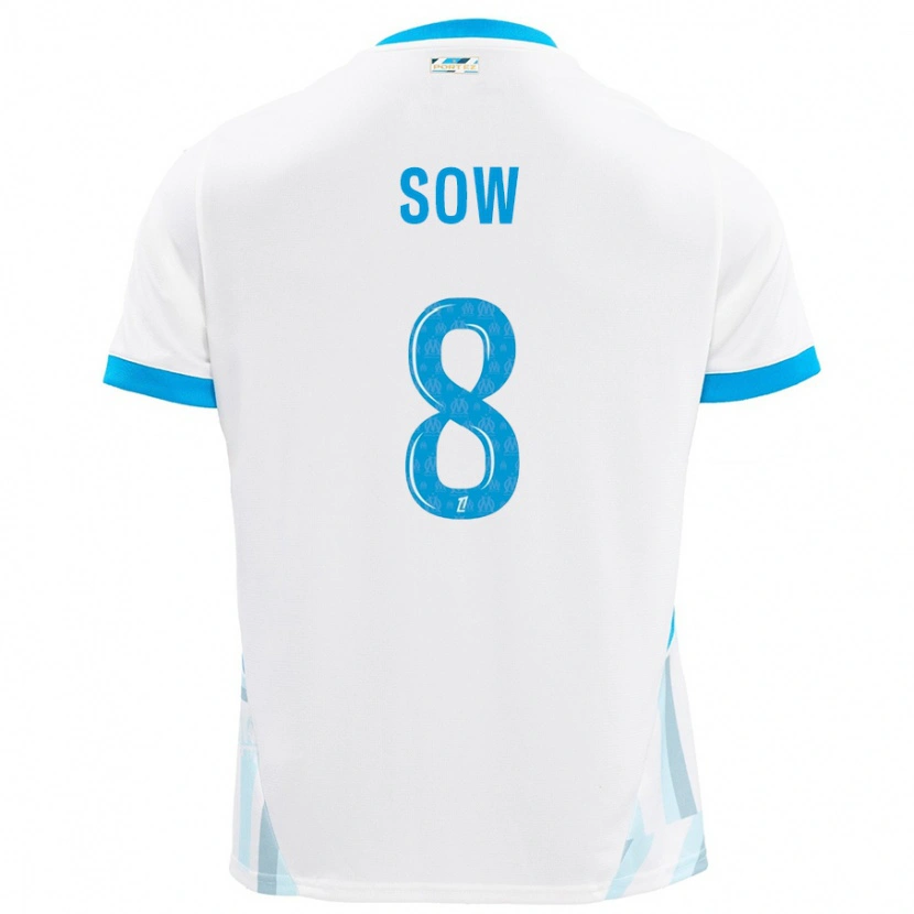 Danxen Kobiety Mbayang Sow #8 Biały Błękitny Domowa Koszulka 2024/25 Koszulki Klubowe