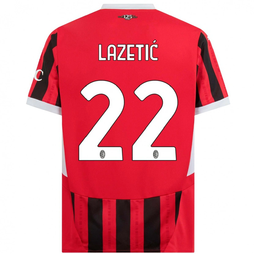 Danxen Kobiety Marko Lazetic #22 Czerwony Czarny Domowa Koszulka 2024/25 Koszulki Klubowe