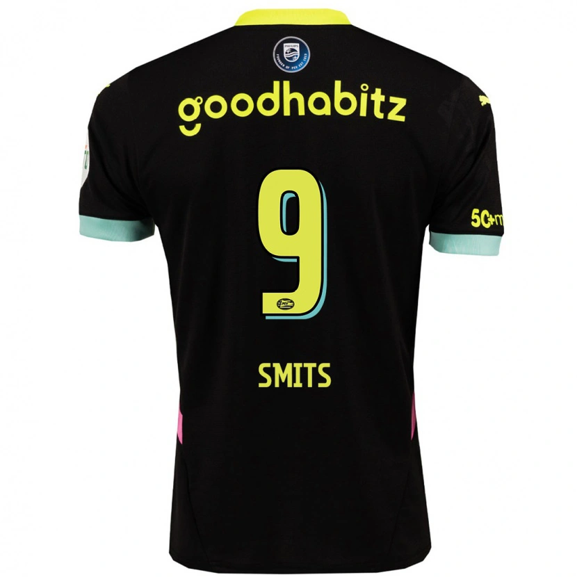 Danxen Kobiety Joëlle Smits #9 Czarny Żółty Wyjazdowa Koszulka 2024/25 Koszulki Klubowe
