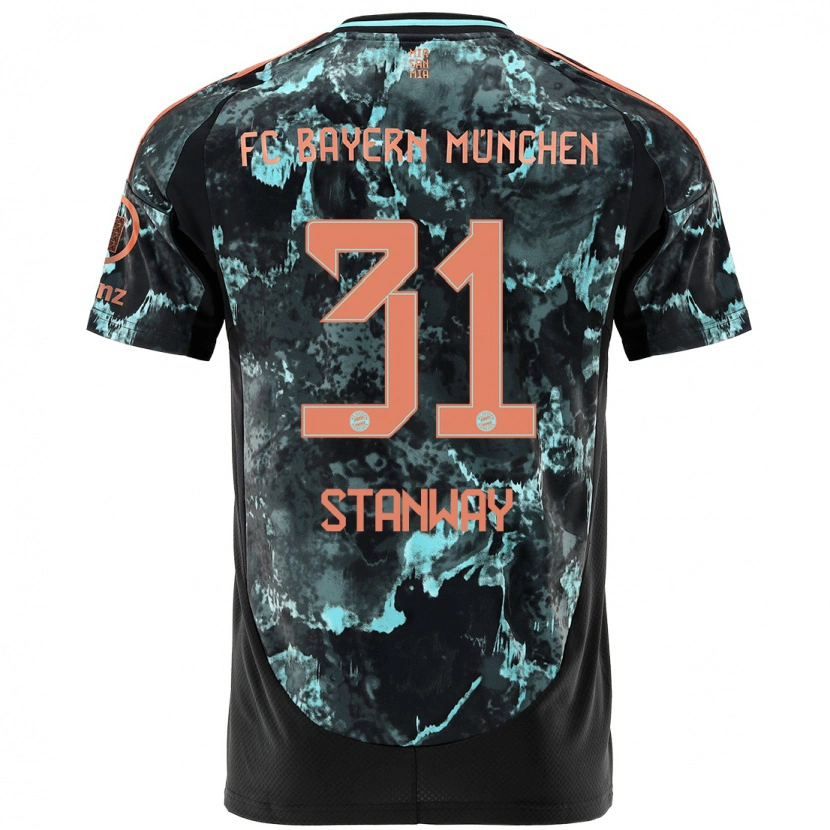 Danxen Kobiety Georgia Stanway #31 Czarny Wyjazdowa Koszulka 2024/25 Koszulki Klubowe