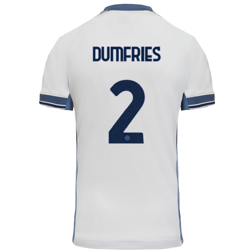 Danxen Kobiety Denzel Dumfries #2 Biały Szary Wyjazdowa Koszulka 2024/25 Koszulki Klubowe