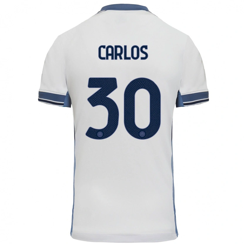 Danxen Kobiety Carlos Augusto #30 Biały Szary Wyjazdowa Koszulka 2024/25 Koszulki Klubowe