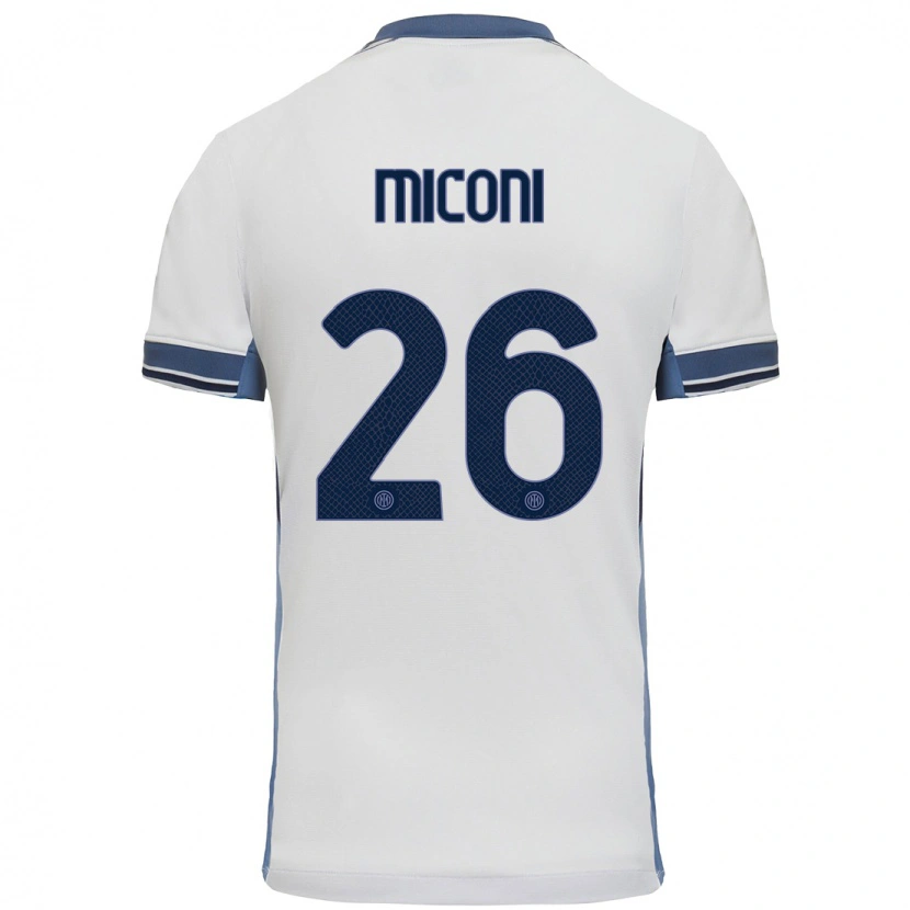 Danxen Kobiety Riccardo Miconi #26 Biały Szary Wyjazdowa Koszulka 2024/25 Koszulki Klubowe