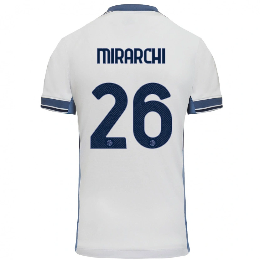 Danxen Kobiety Mattia Mirarchi #26 Biały Szary Wyjazdowa Koszulka 2024/25 Koszulki Klubowe