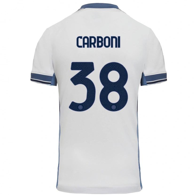 Danxen Kobiety Valentin Carboni #38 Biały Szary Wyjazdowa Koszulka 2024/25 Koszulki Klubowe