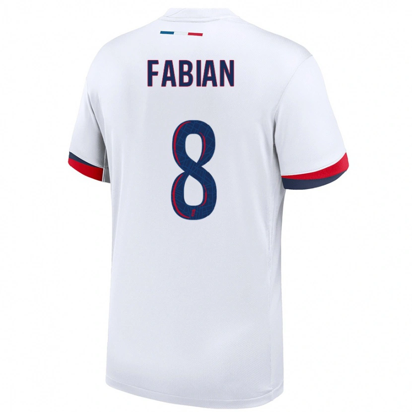 Danxen Kobiety Fabián Ruiz #8 Biały Niebieski Czerwony Wyjazdowa Koszulka 2024/25 Koszulki Klubowe