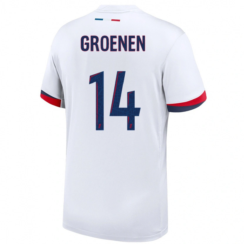 Danxen Kobiety Jackie Groenen #14 Biały Niebieski Czerwony Wyjazdowa Koszulka 2024/25 Koszulki Klubowe