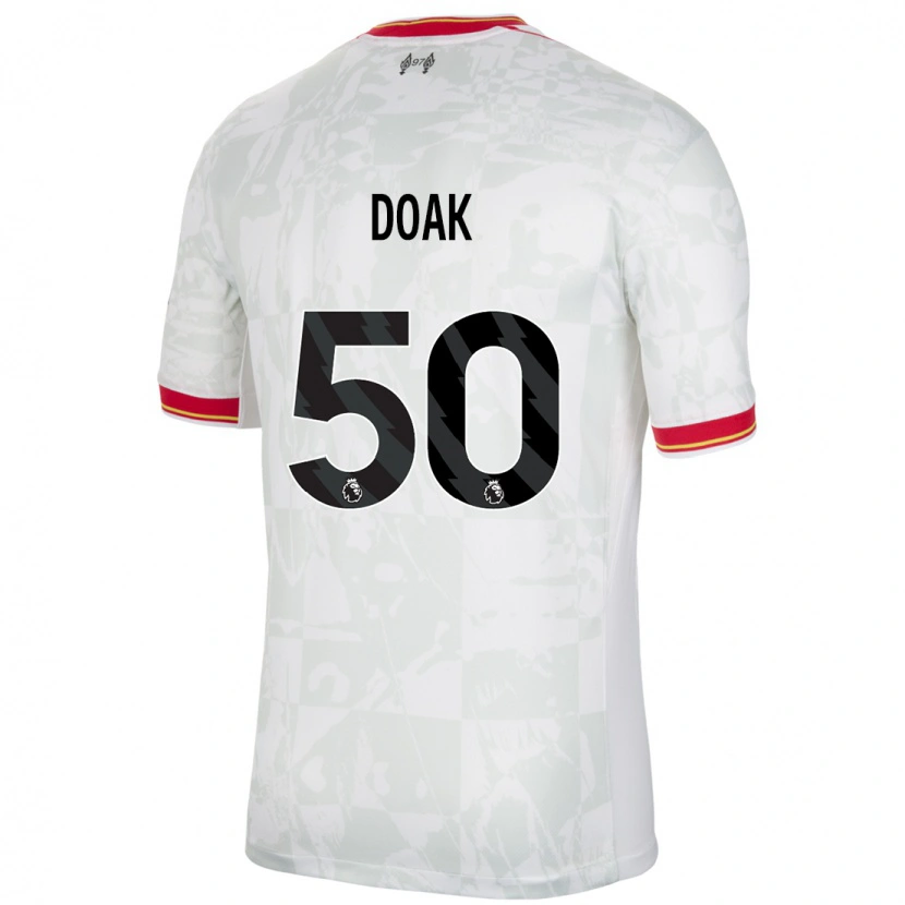 Danxen Kobiety Ben Doak #50 Biały Czerwony Czarny Trzeci Komplet Koszulka 2024/25 Koszulki Klubowe