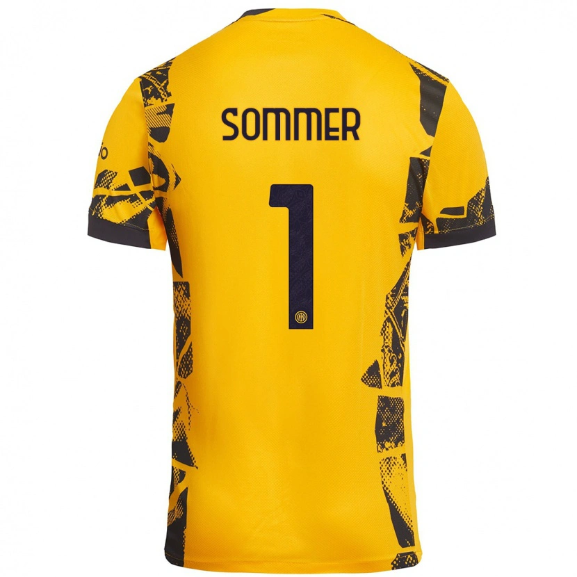 Danxen Kobiety Yann Sommer #1 Złoty Czarny Trzeci Komplet Koszulka 2024/25 Koszulki Klubowe