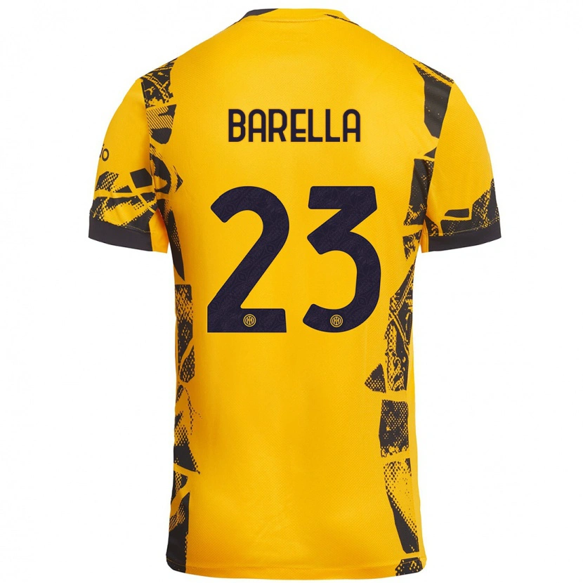Danxen Kobiety Nicolò Barella #23 Złoty Czarny Trzeci Komplet Koszulka 2024/25 Koszulki Klubowe