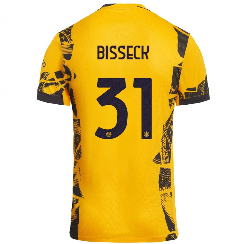 Danxen Kobiety Yann Bisseck #31 Złoty Czarny Trzeci Komplet Koszulka 2024/25 Koszulki Klubowe