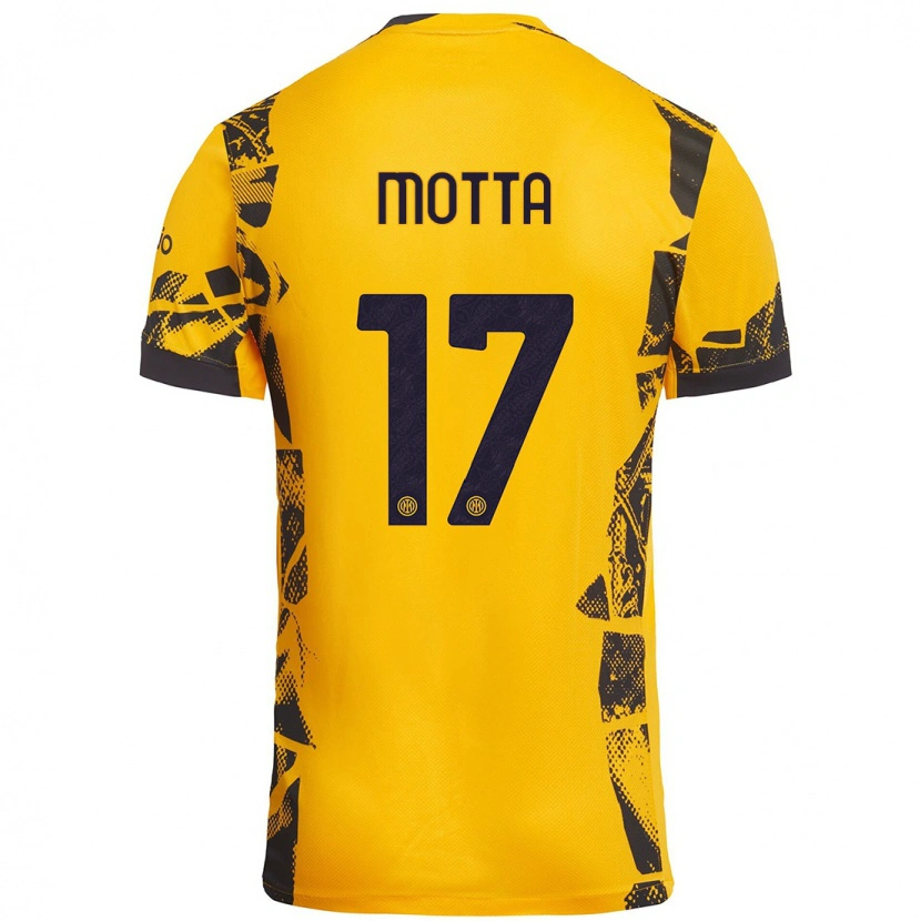 Danxen Kobiety Matteo Motta #17 Złoty Czarny Trzeci Komplet Koszulka 2024/25 Koszulki Klubowe