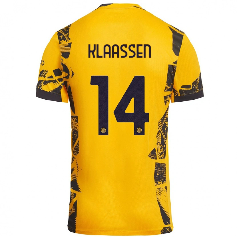 Danxen Kobiety Davy Klaassen #14 Złoty Czarny Trzeci Komplet Koszulka 2024/25 Koszulki Klubowe