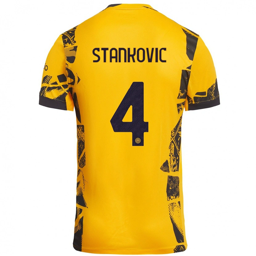 Danxen Kobiety Aleksandar Stankovic #4 Złoty Czarny Trzeci Komplet Koszulka 2024/25 Koszulki Klubowe