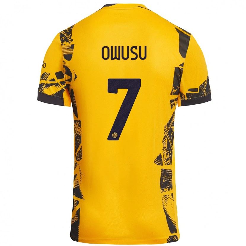 Danxen Kobiety Enoch Owusu #7 Złoty Czarny Trzeci Komplet Koszulka 2024/25 Koszulki Klubowe