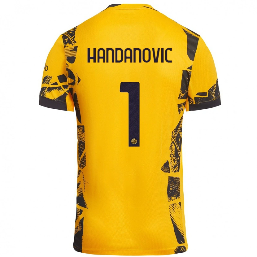Danxen Kobiety Samir Handanovic #1 Złoty Czarny Trzeci Komplet Koszulka 2024/25 Koszulki Klubowe