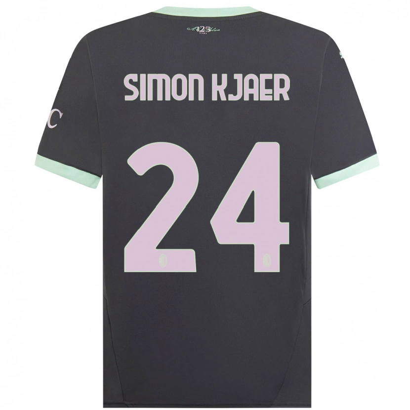 Danxen Kobiety Simon Kjaer #24 Szary Trzeci Komplet Koszulka 2024/25 Koszulki Klubowe
