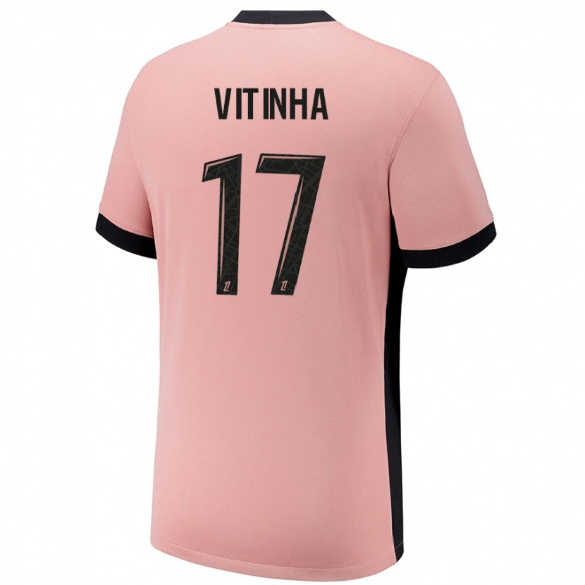 Danxen Kobiety Vitinha #17 Rdzawy Róż Trzeci Komplet Koszulka 2024/25 Koszulki Klubowe