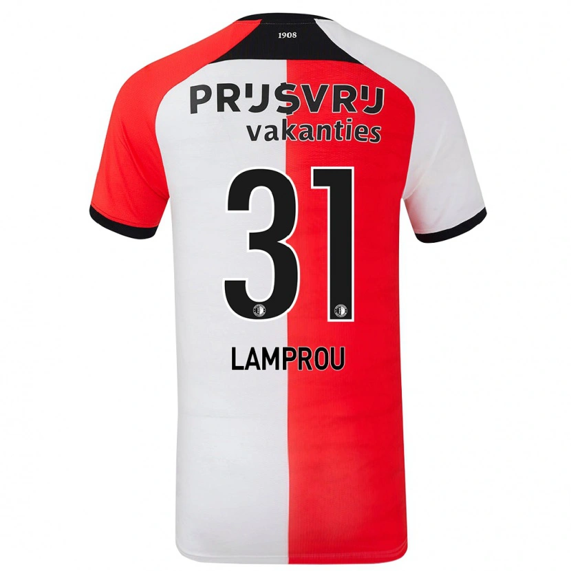 Danxen Dzieci Kostas Lamprou #31 Czerwony Biały Domowa Koszulka 2024/25 Koszulki Klubowe