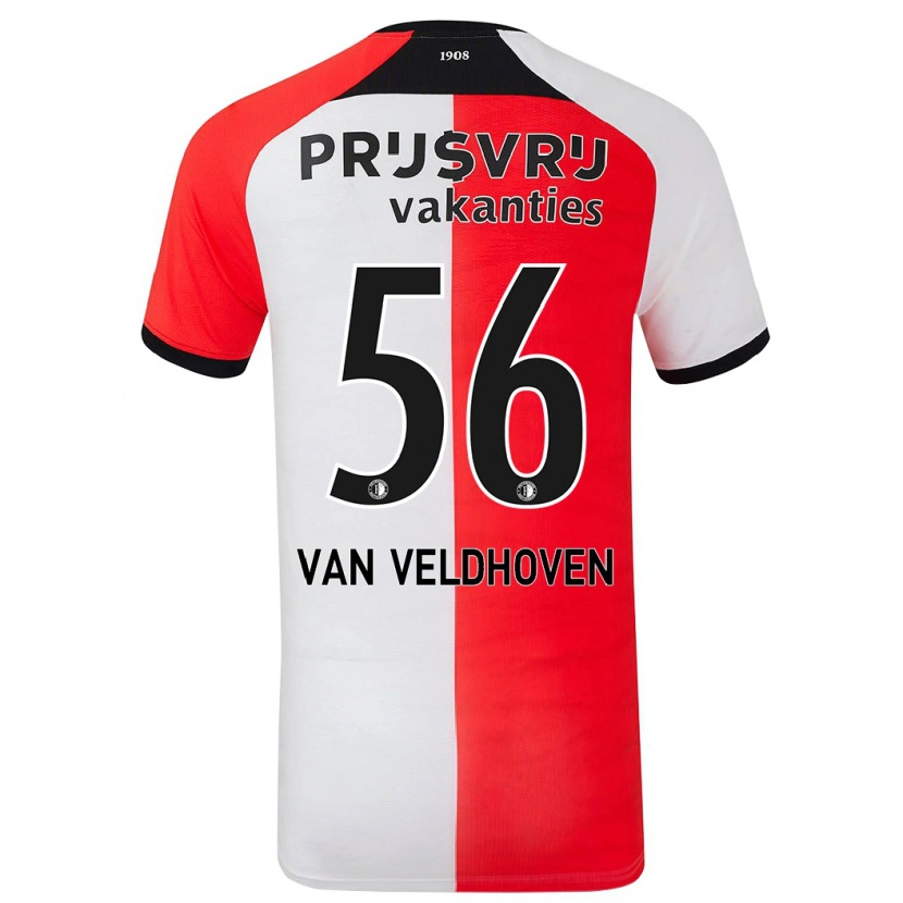 Danxen Dzieci Kars Van Veldhoven #56 Czerwony Biały Domowa Koszulka 2024/25 Koszulki Klubowe