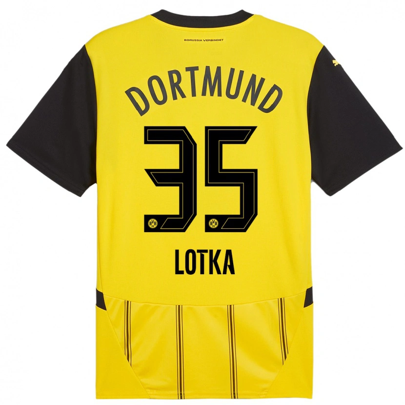 Danxen Dzieci Marcel Lotka #35 Żółty Czarny Domowa Koszulka 2024/25 Koszulki Klubowe